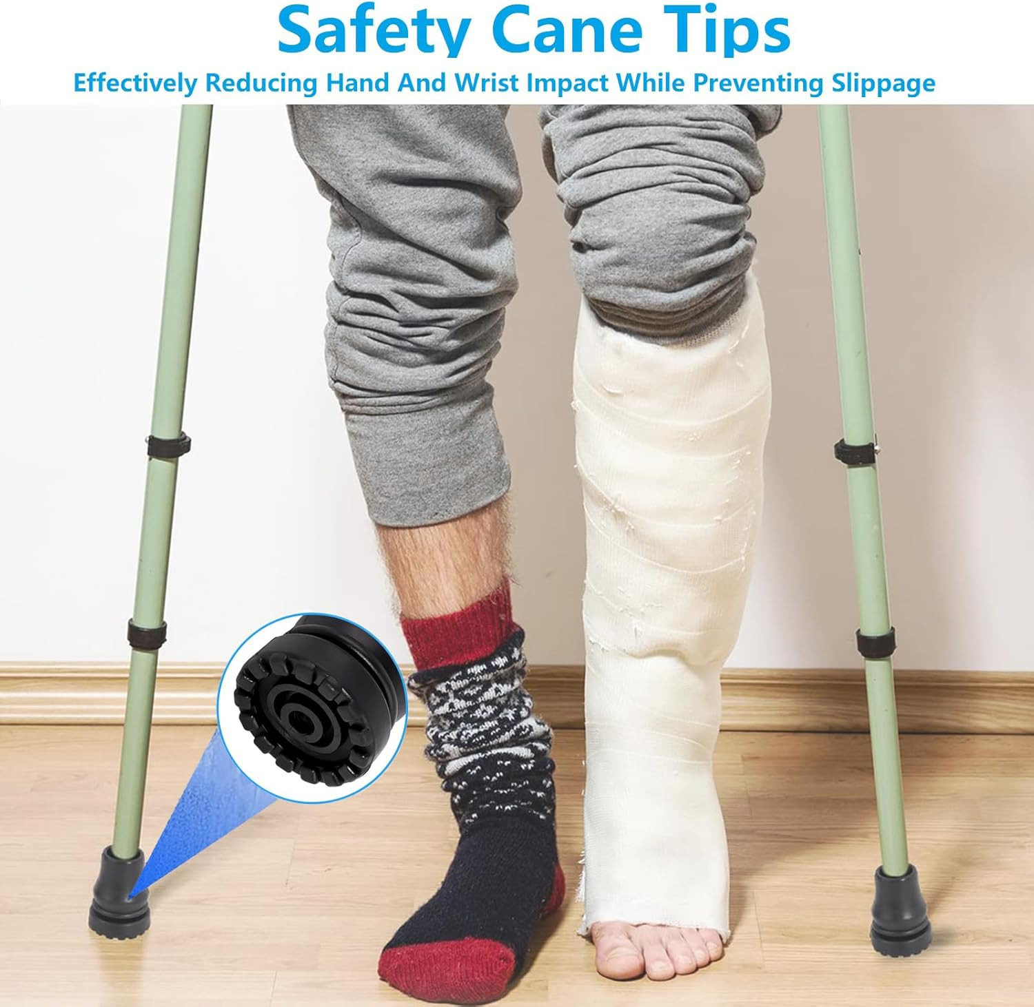 Cane Tips (6-Pack), 3/4 Inch Non-Slip Rubber Replacement for Walking Stick Foldi