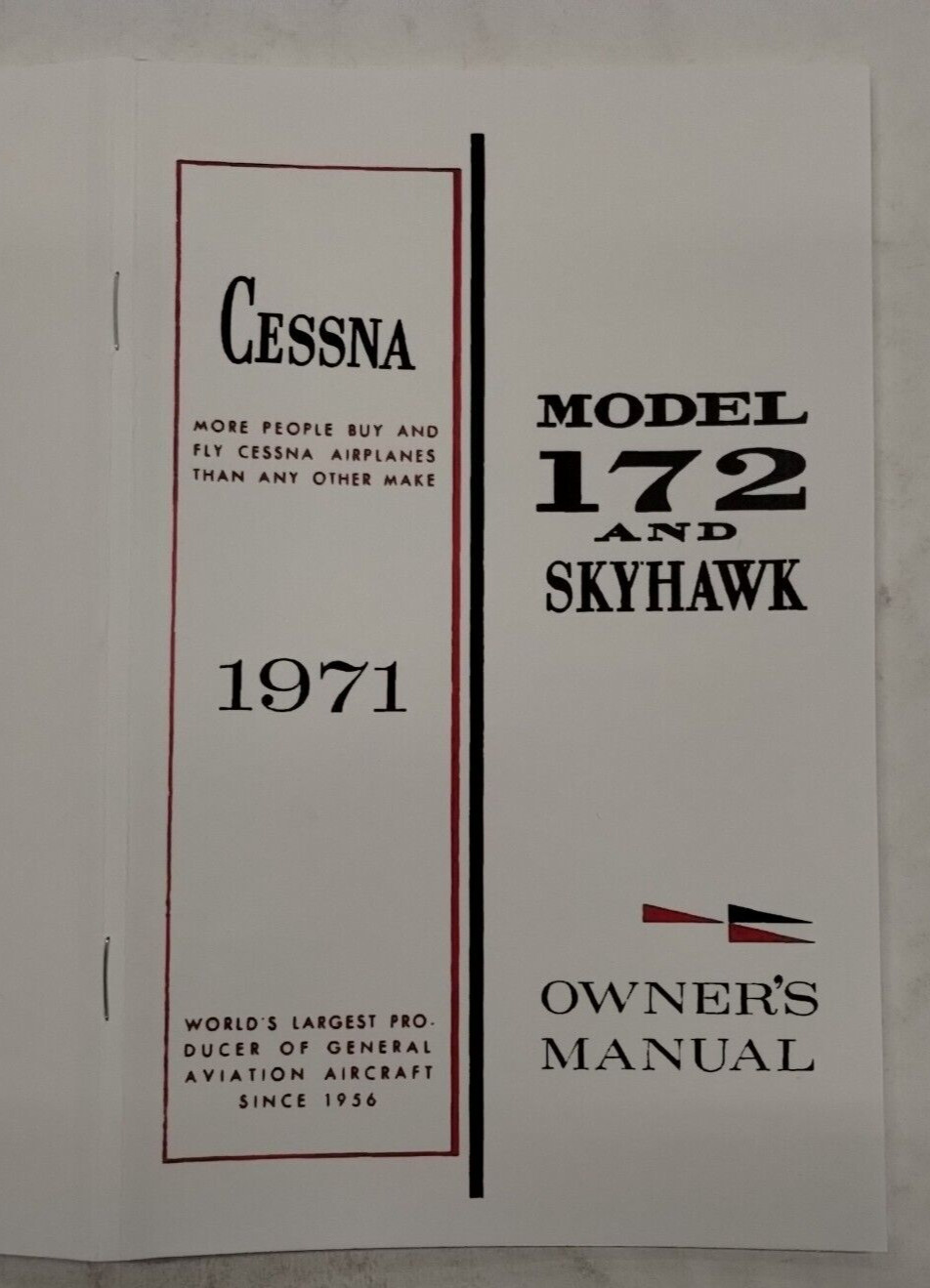 Cessna 1971 Model 172L & Skyhawk Owner's Manual-Reproduction