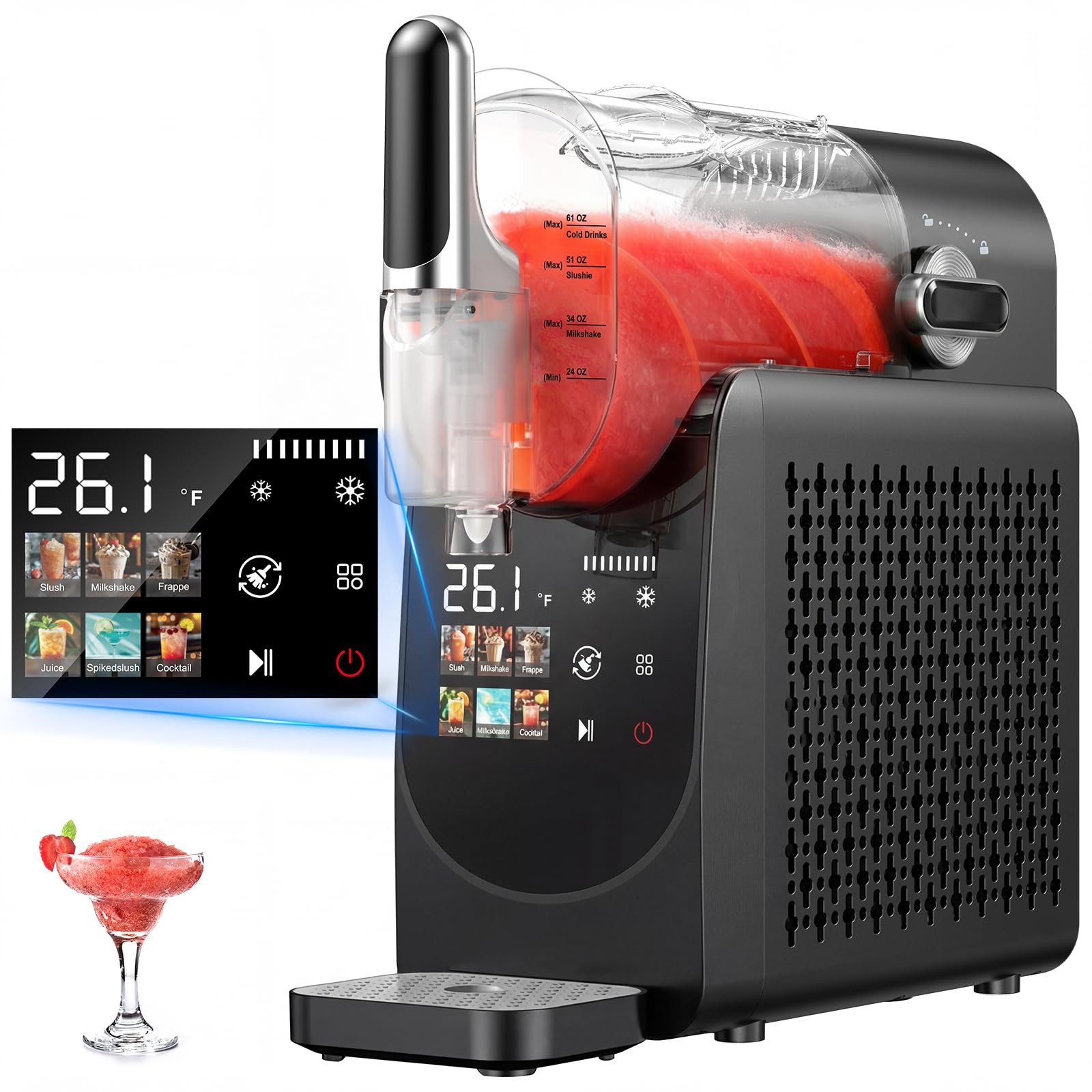 Slushie Machine No Ice Needed, Auto-Clean, Slushy Machine for Home, 220W Quick F