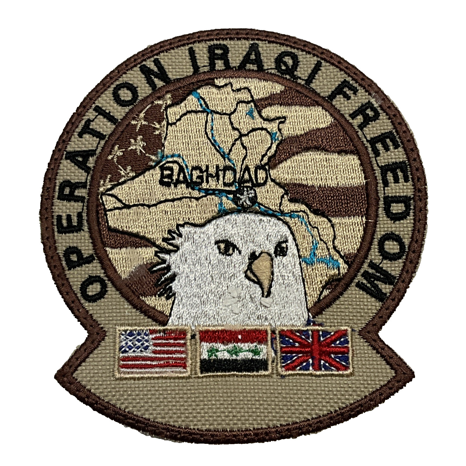 Operation Iraq Freedom Sand Camo  Patch Eagle Flags Military Badge