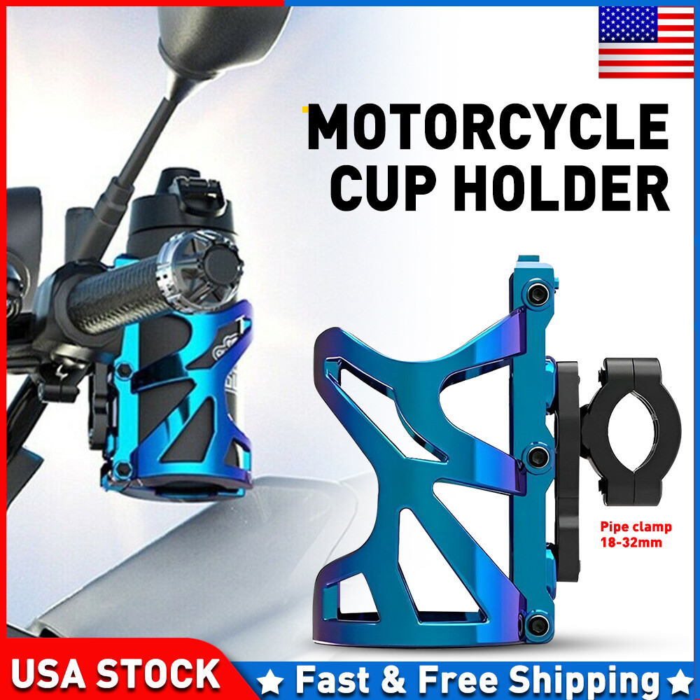 Adjustable Motorcycle Handlebar Cup Holder Mount Drink Water Bottle For ATV Bike