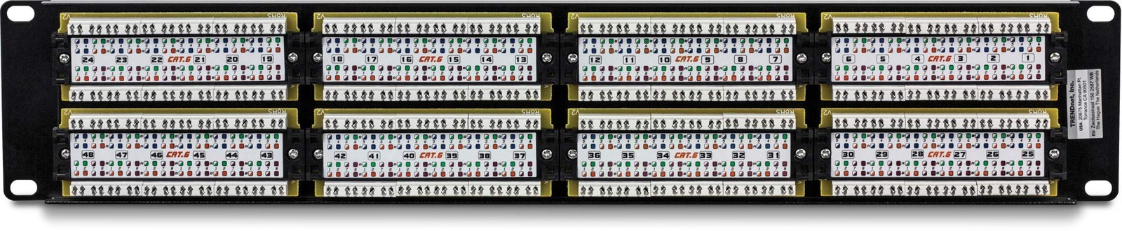 48-Port Cat6 Unshielded Patch Panel, Wallmount or Rackmount, with Cat3,4,5,5e...