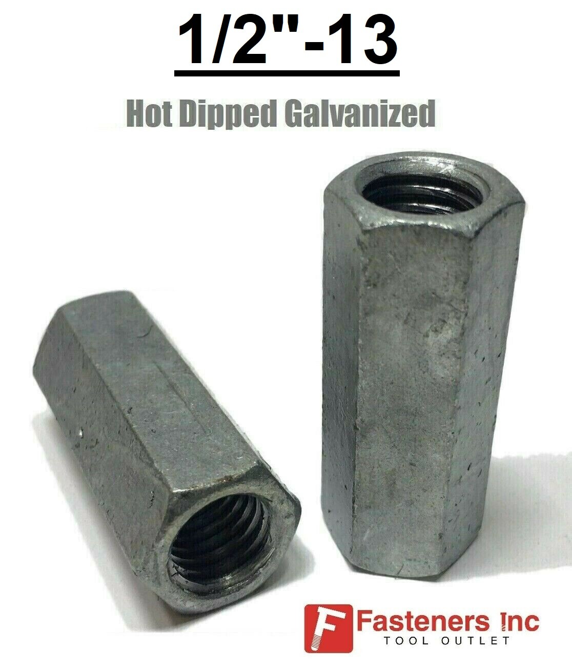 1/2"-13 x 1-3/4" Coupling Nuts Hot Dip Galvanized Rod Coupling Hex Long Nuts