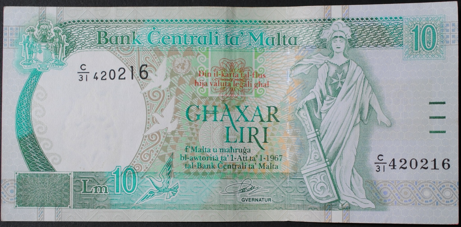 Malta P47a 10 Liri VF