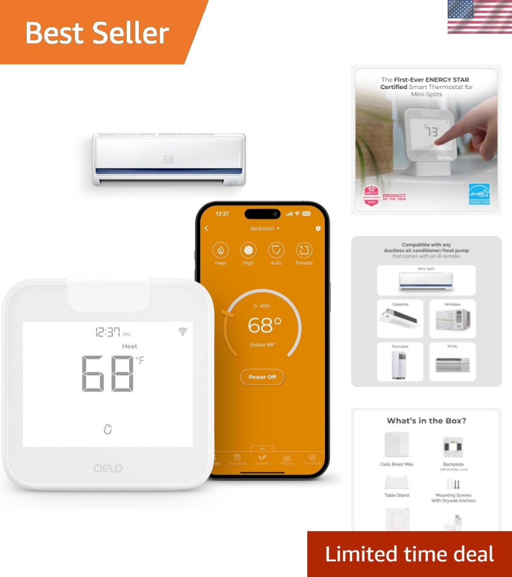 Breez Max | ENERGY STAR CERTIFIED Smart AC Controller | WiFi Thermostat for M...