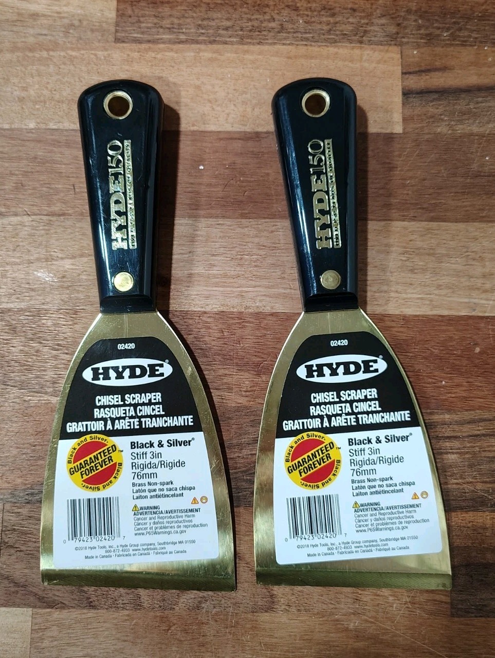 Hyde 02420 Scraper, Stiff, 3", Brass Lot Of 2