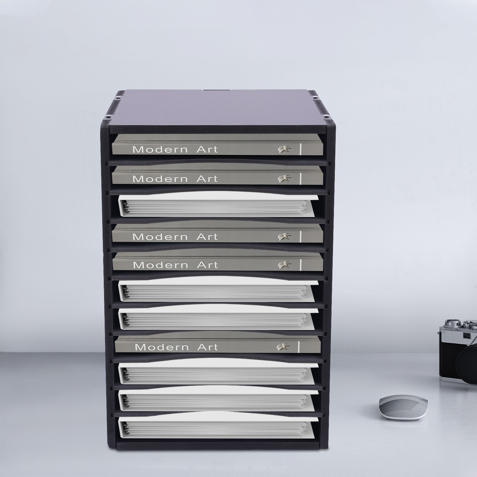 Vertical Desktop Sorter 11 Compartment Wooden Office Desk File Holder Organizer