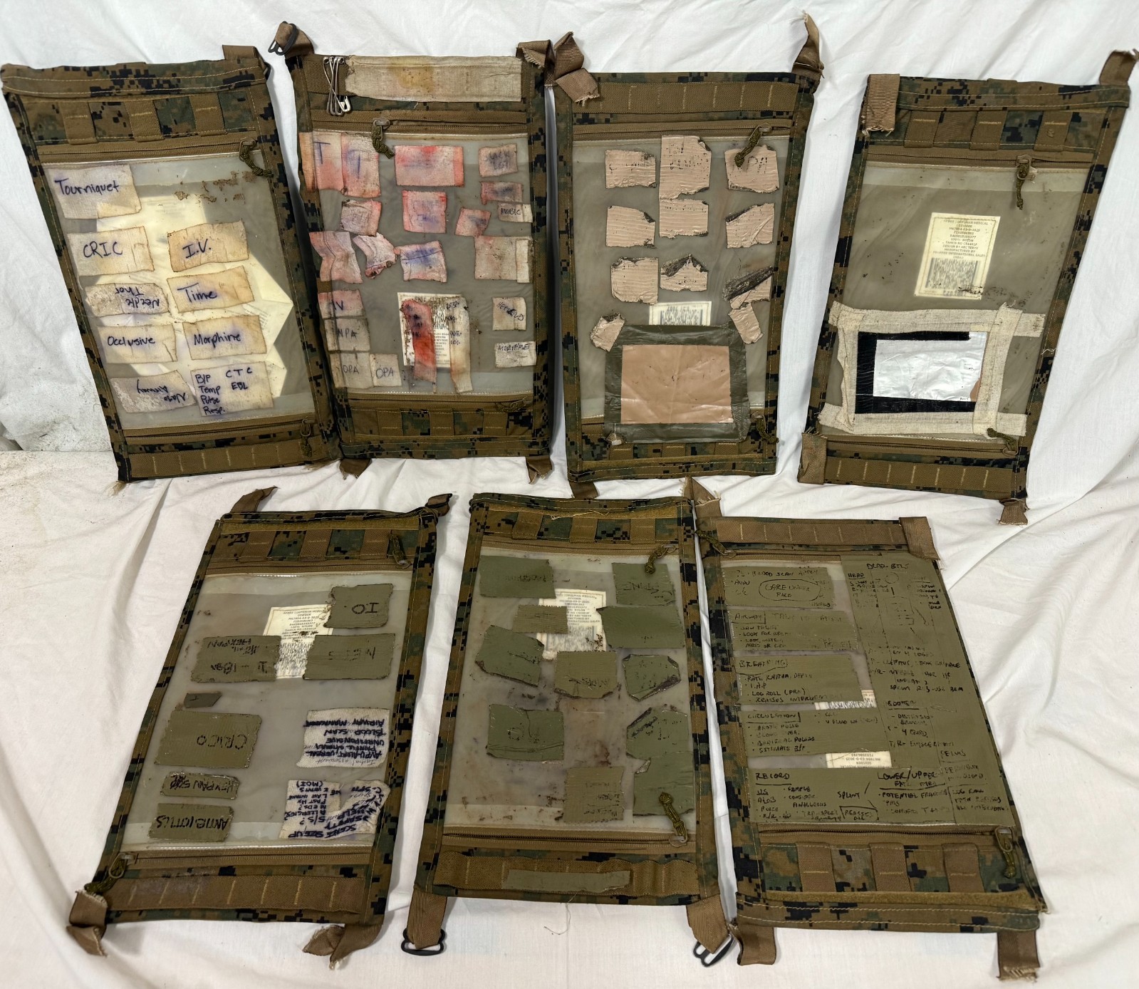Lot of 7 USMC Marpat Corpsman Medical Dividers for Medic Pack - Fair Condition