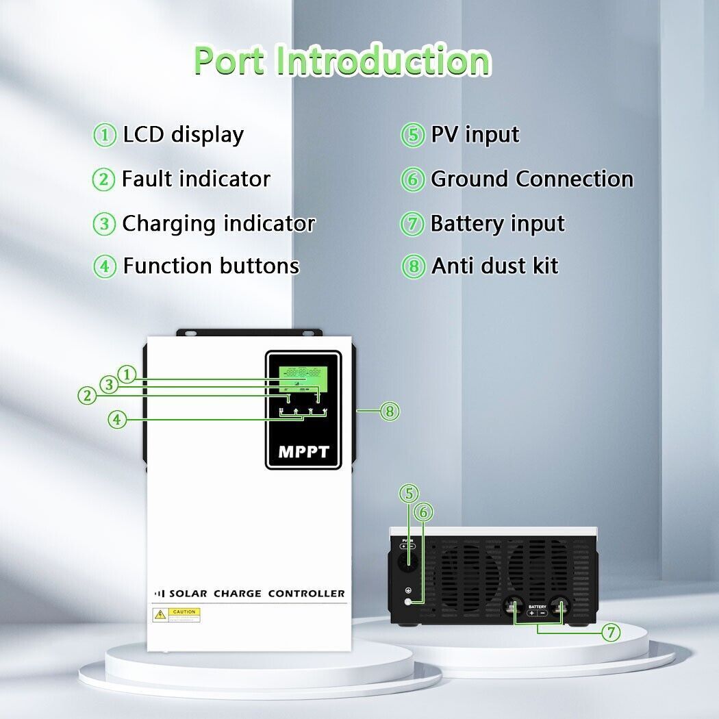 140A MPPT Solar Charge Controller for 48V Battery LCD Display PV MAX 500V Input