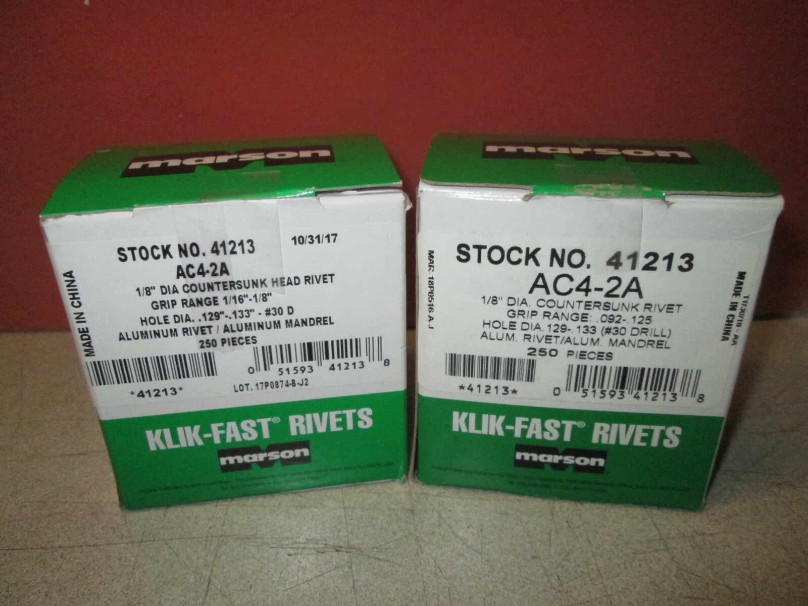 300+ pcs Marson KLIK-Fast RIVETS  No. 41213 AC4-2A