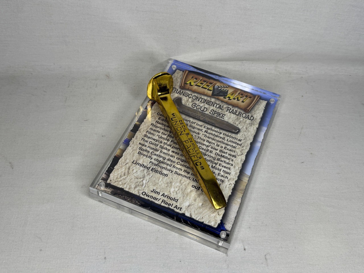 Union Pacific Transcontinental Railroad Gold Played MetalSpike, Real Relic