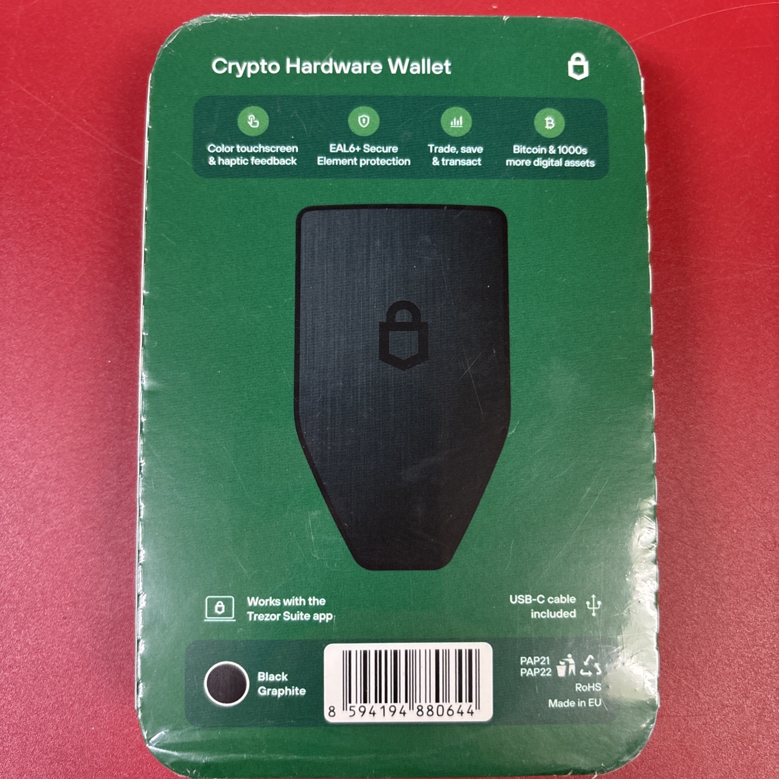 Trezor Safe 5 Crypto Wallet – Touchscreen, Haptic, Secure, Multi‑Coin, Black
