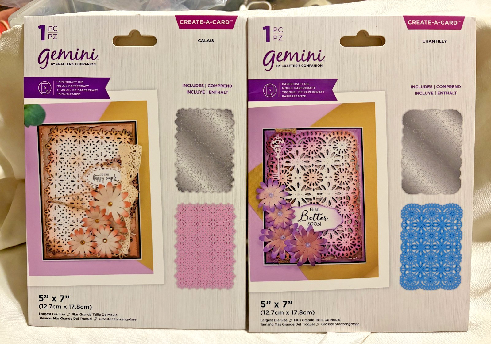 2 Crafters Companion Gemini  Create a Card Dies - CALAIS & CHANTILLY - EUC
