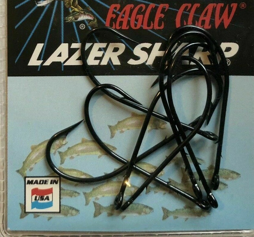 80 Black Eagle Claw Southern Sproat 2 Slice Hooks 2/0 Bulk packaged
