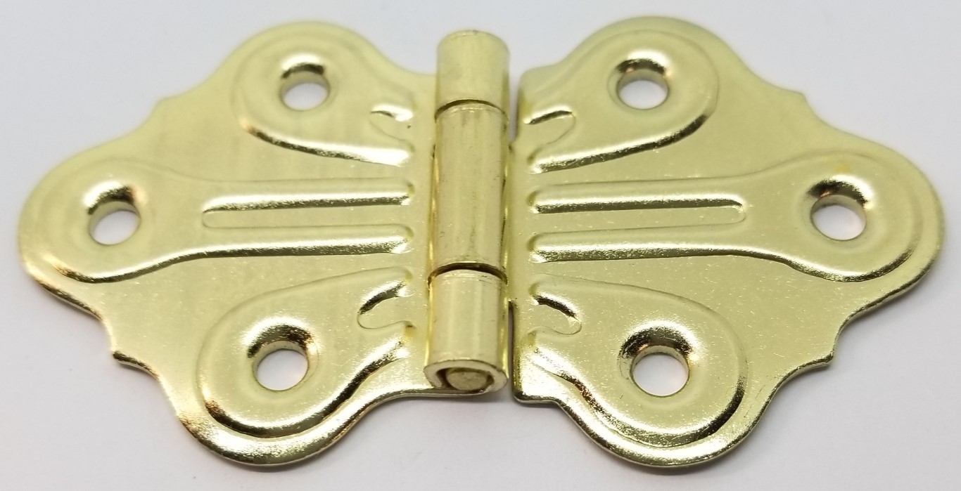 Brass Plated Wing Hinge Plated Steel, shell butterfly design vintage antique old