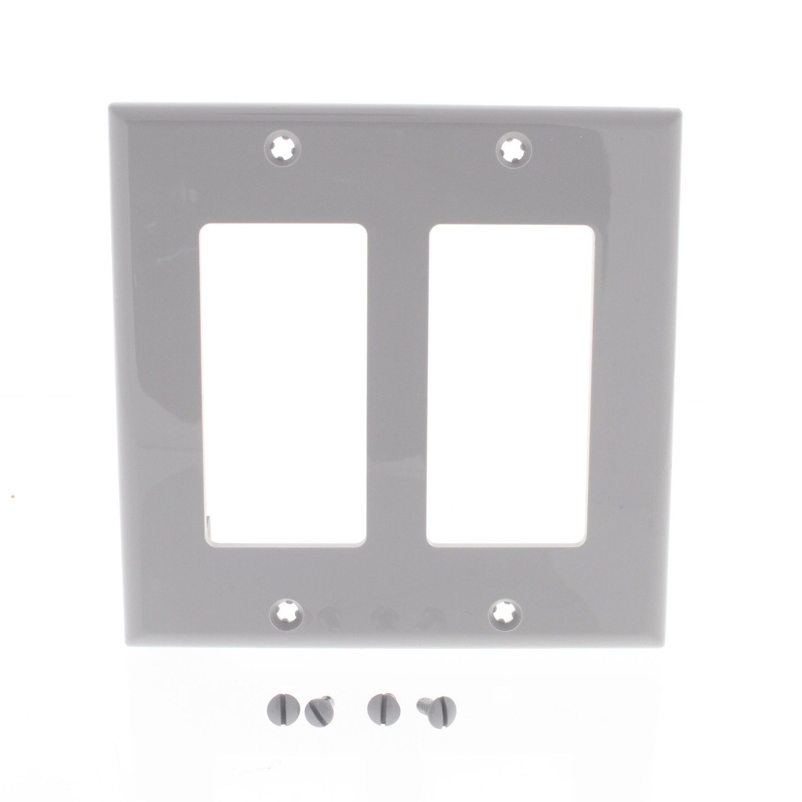 Leviton 80409-NGY Gray 2-Gang Decora Unbreakable Nylon Standard Wallplate Cover
