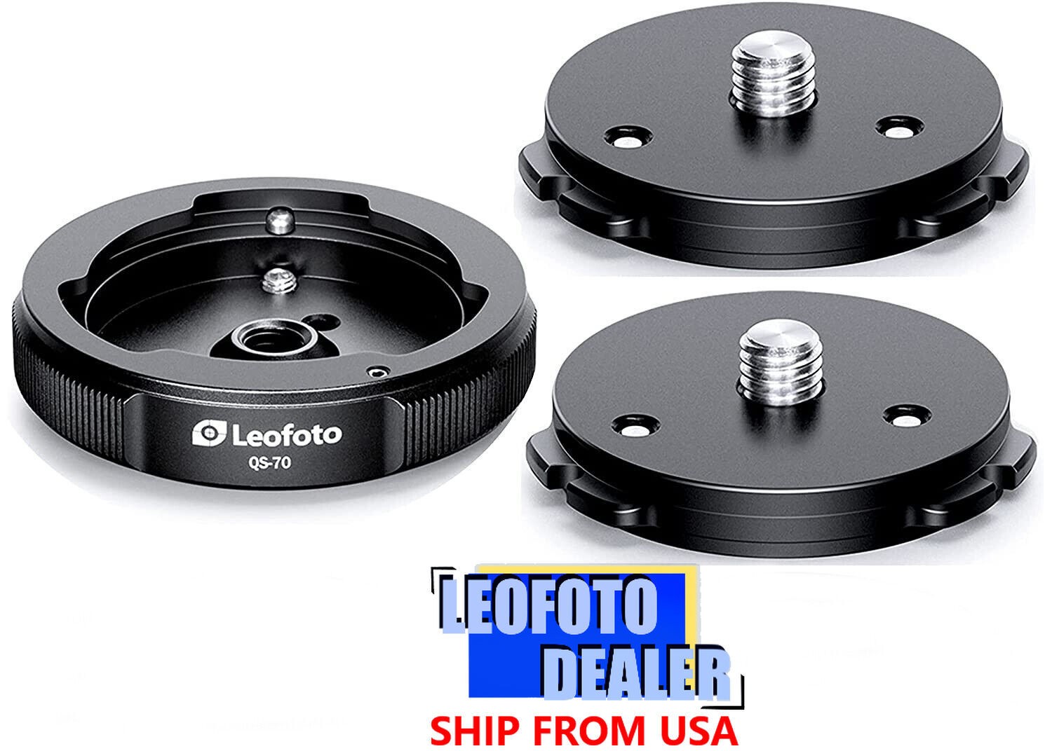 Leofoto QS-70M: x1 Receiver Base and x2 Connecting Plates 3/8"