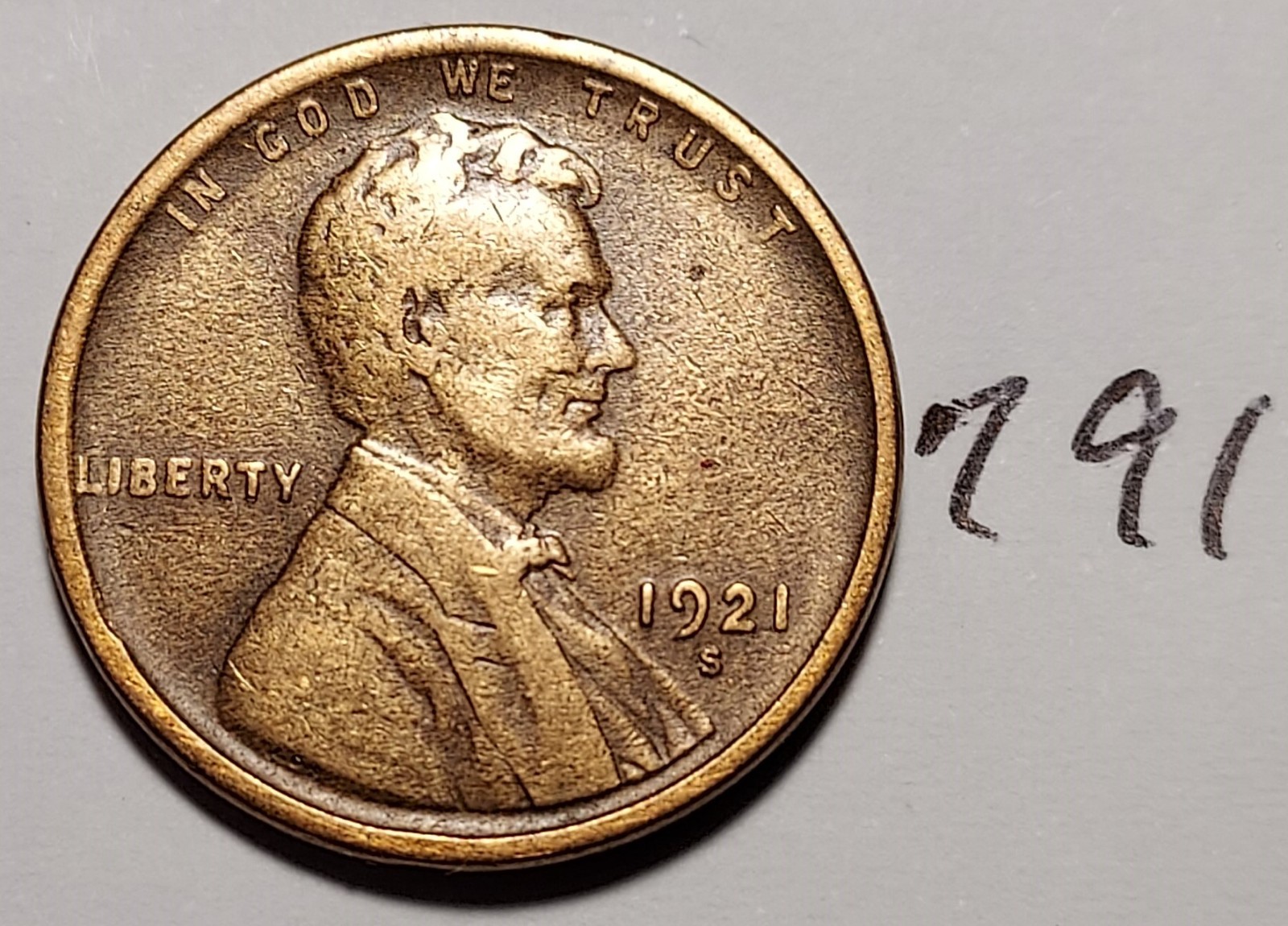 1921-S Lincoln Wheat Cent  FINE  #791