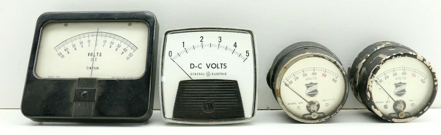 4pc Antique Vintage Steampunk Volt Gauges Untested as Found