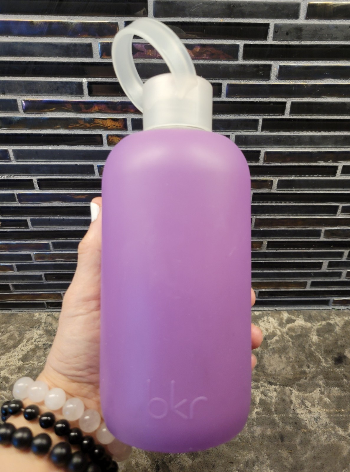 RARE BKR WATER GLASS WATER BOTTLE PURPLE JELLY FIRST YEAR 2011 PINK LID GASKET
