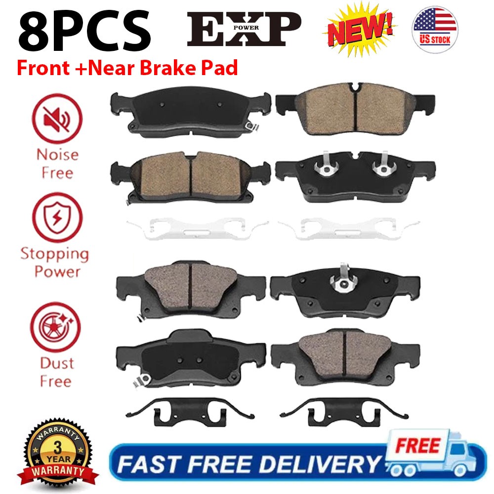 Front Rear Ceramic Brake Pads for 2011 - 2016 Dodge Durango Jeep Grand Cherokee