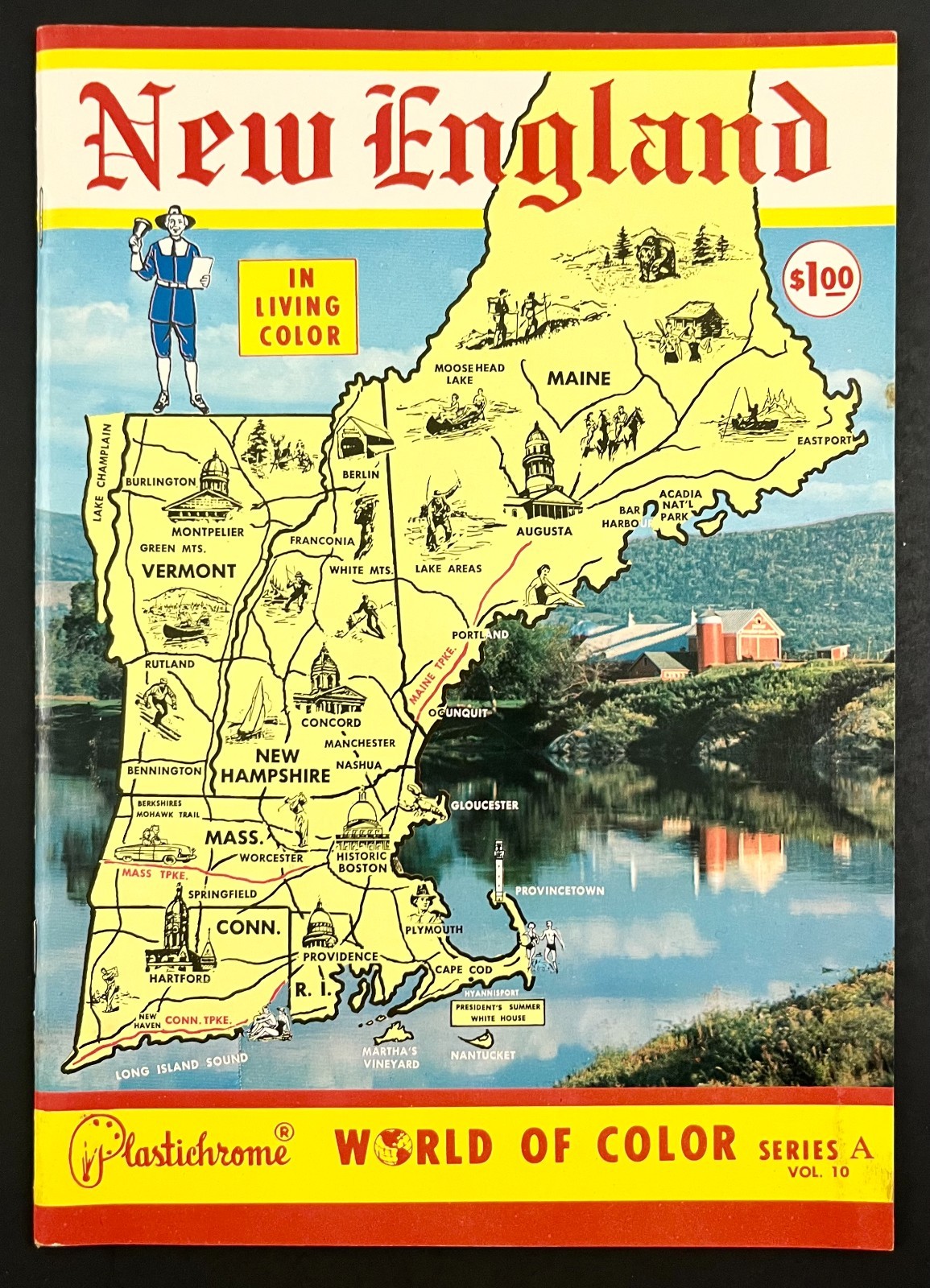 1960s New England Plastichrome Living Color Series Vintage Travel Photo Booklet