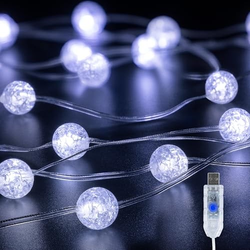 Upgrade Globe String Lights,10FT 30 LED USB Fairy Lights,8 Modes 30LED White