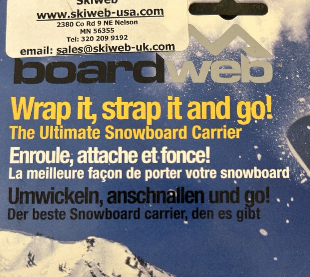 Snowboard carrier Straps Over shoulder Boardweb Ultimate snowboard
