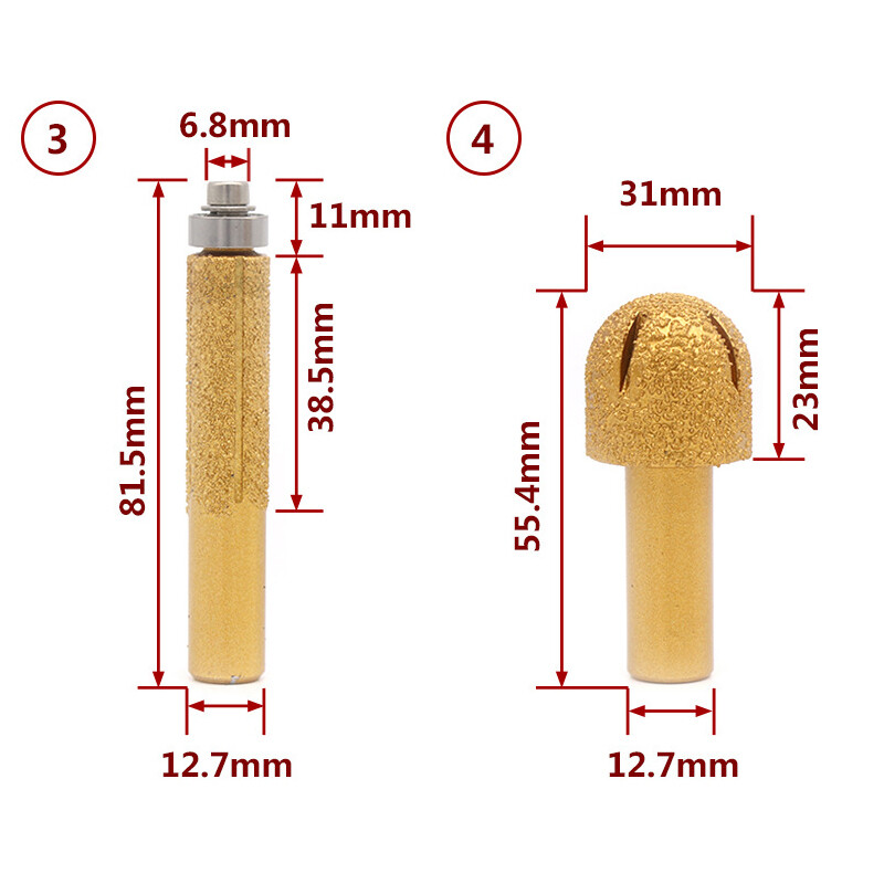Brazed Diamond Stone Marble Grinding Edge Router Bit 23 Models - Choose Type