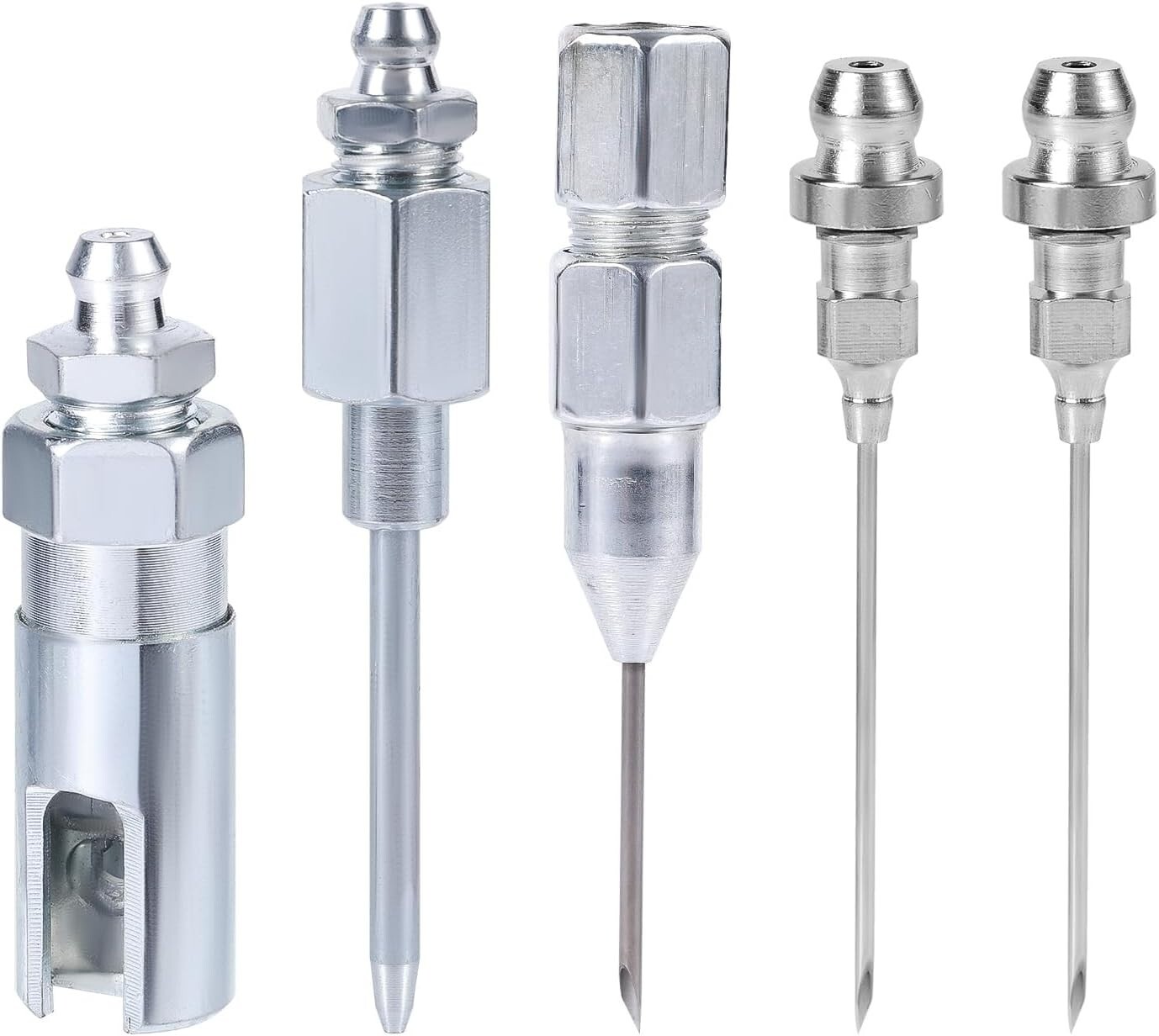 5pcs Grease Gun Needle Tip Kit, Grease Needle Dispenser Hardened Steel Grease