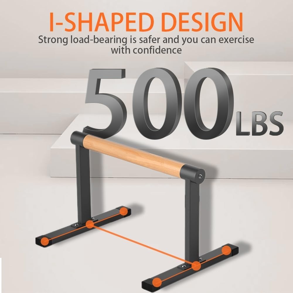 Wooden Parallel Bars & Dip Bar - 500lbs Capacity for Versatile Workouts