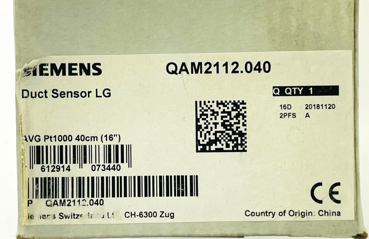 SIEMENS QAM2112.040 Duct Temperature Sensor