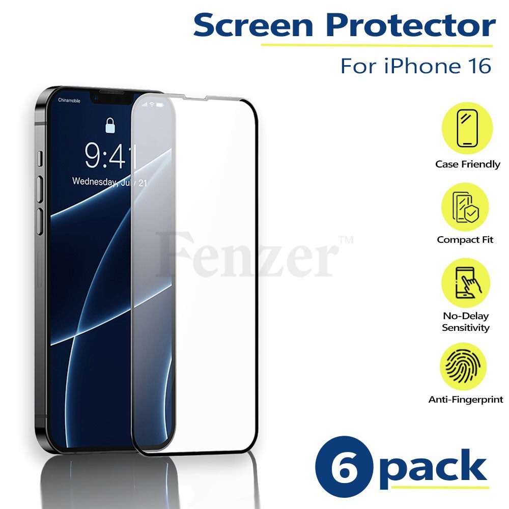 6-Pack For Apple iPhone 16 Tempered Glass Aluminium Bendable Screen Protector