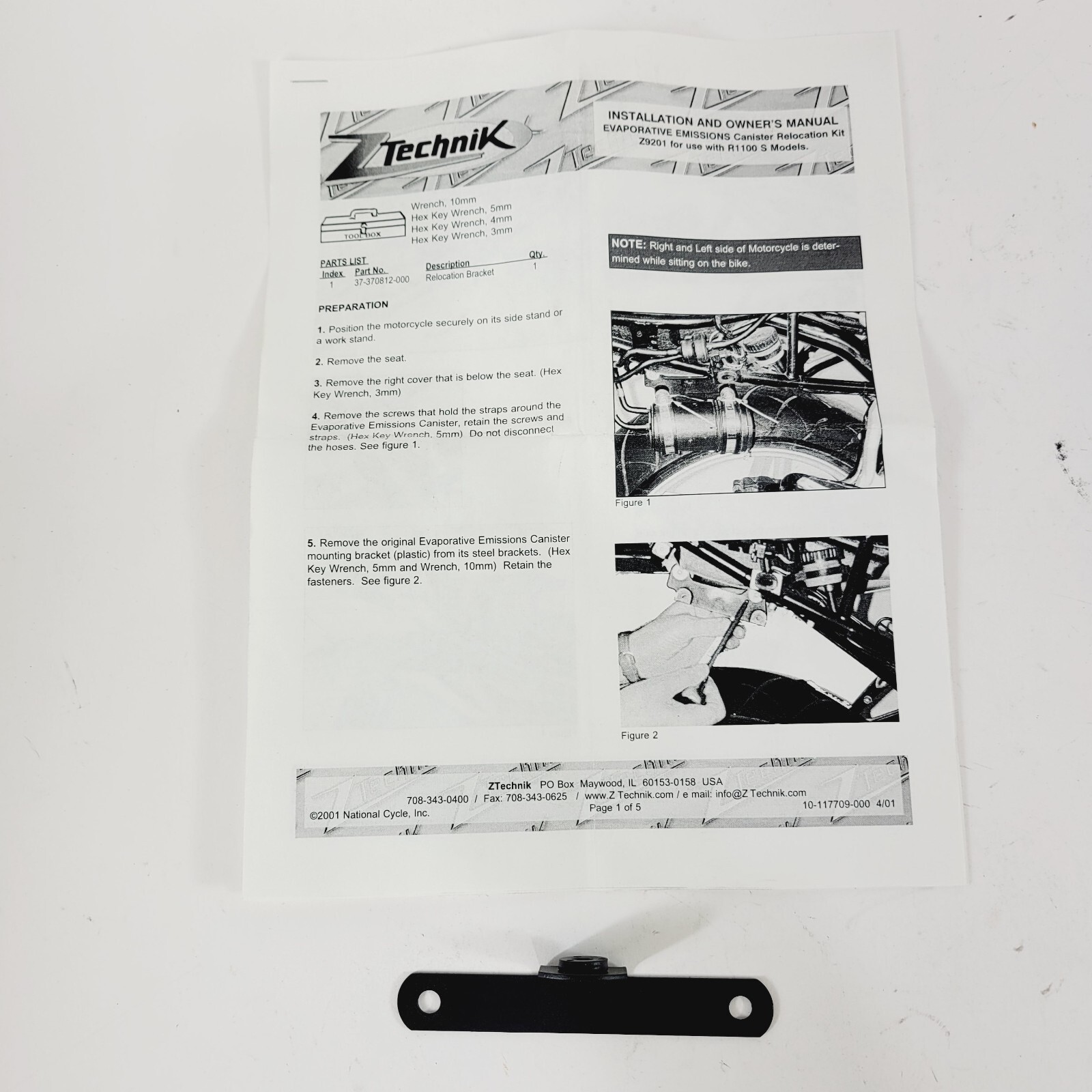 Ztechnik Evaporative Canister Relocation Kit BMW R1100S Z9201