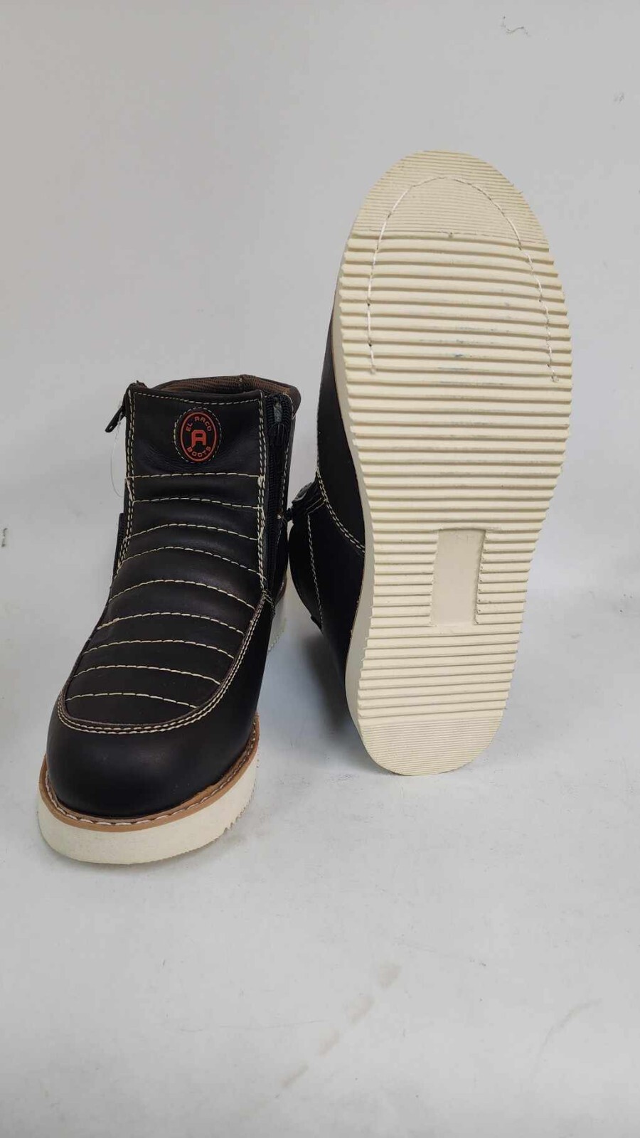 MEN'S WORK BOOTS GENUINE LEATHER ZIP UP SAFETY SOFT TOE OIL RESISTANT BOOTS#1216