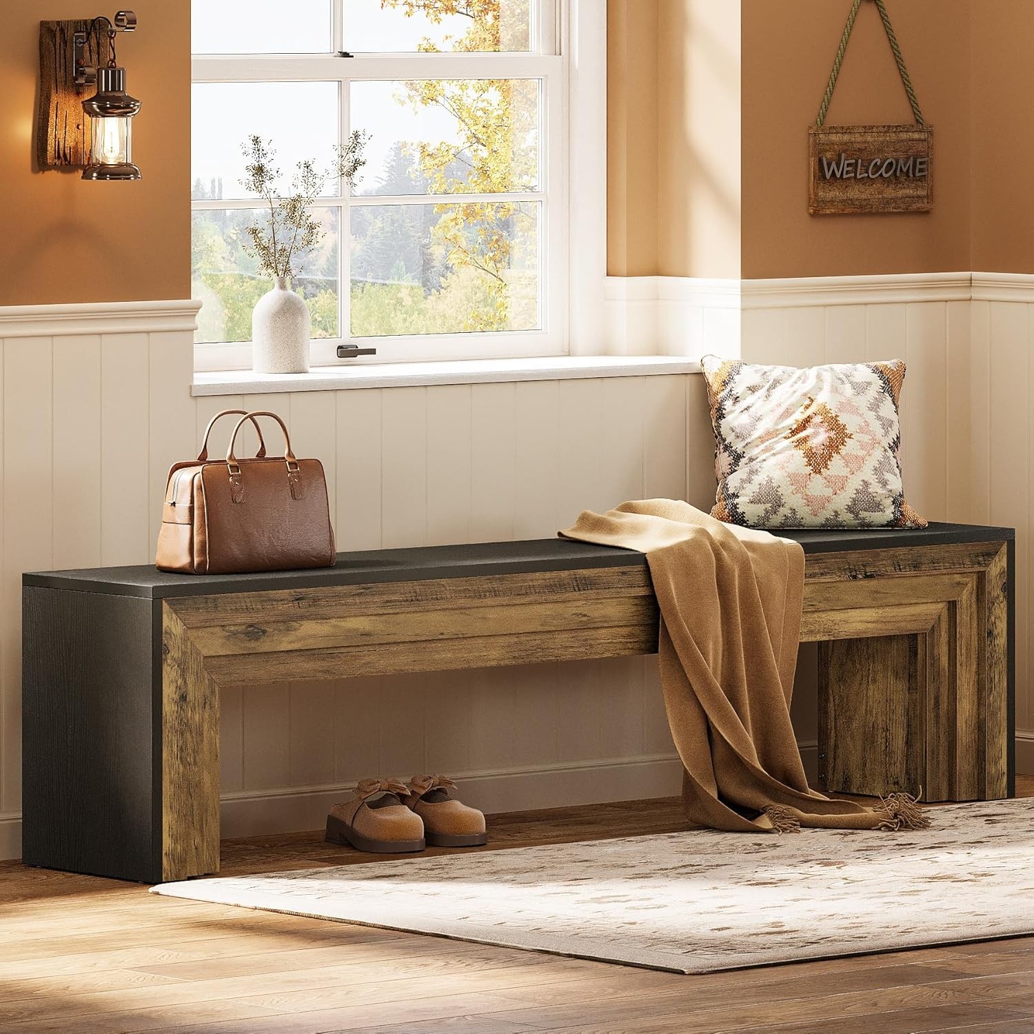 71'' Extra Long Entryway Bench,Modern Indoor Wooden End of Bed Bench for Bedroom