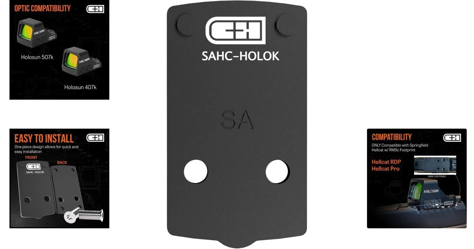 Easy Install Precision Mounting Plate for Springfield Hellcat and Holosun Optics