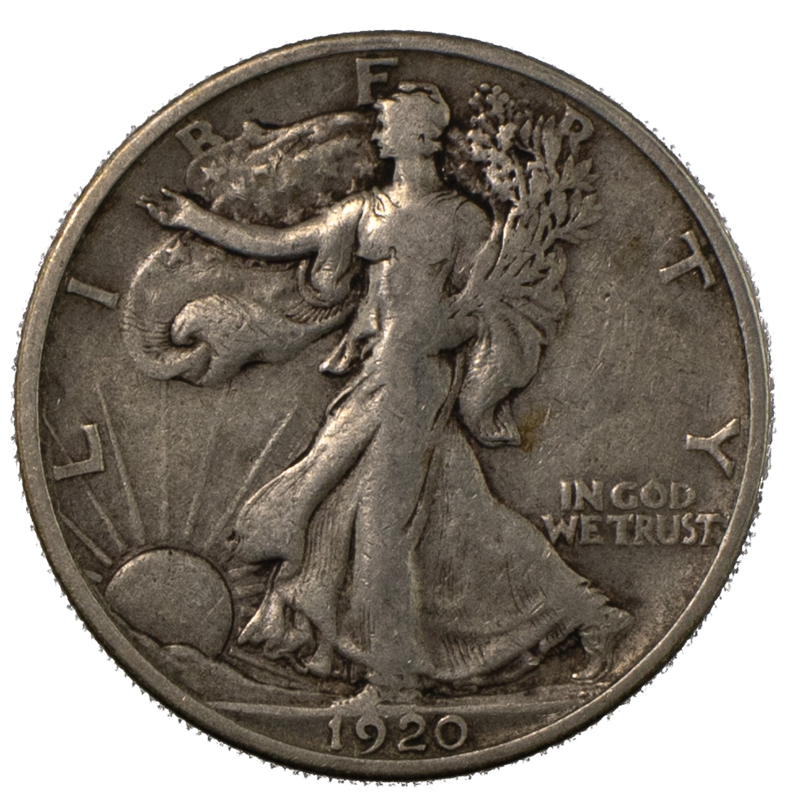 1920-S Walking Liberty Half – Tough Date – Very Fine VF/XF+ - San Francisco 50c