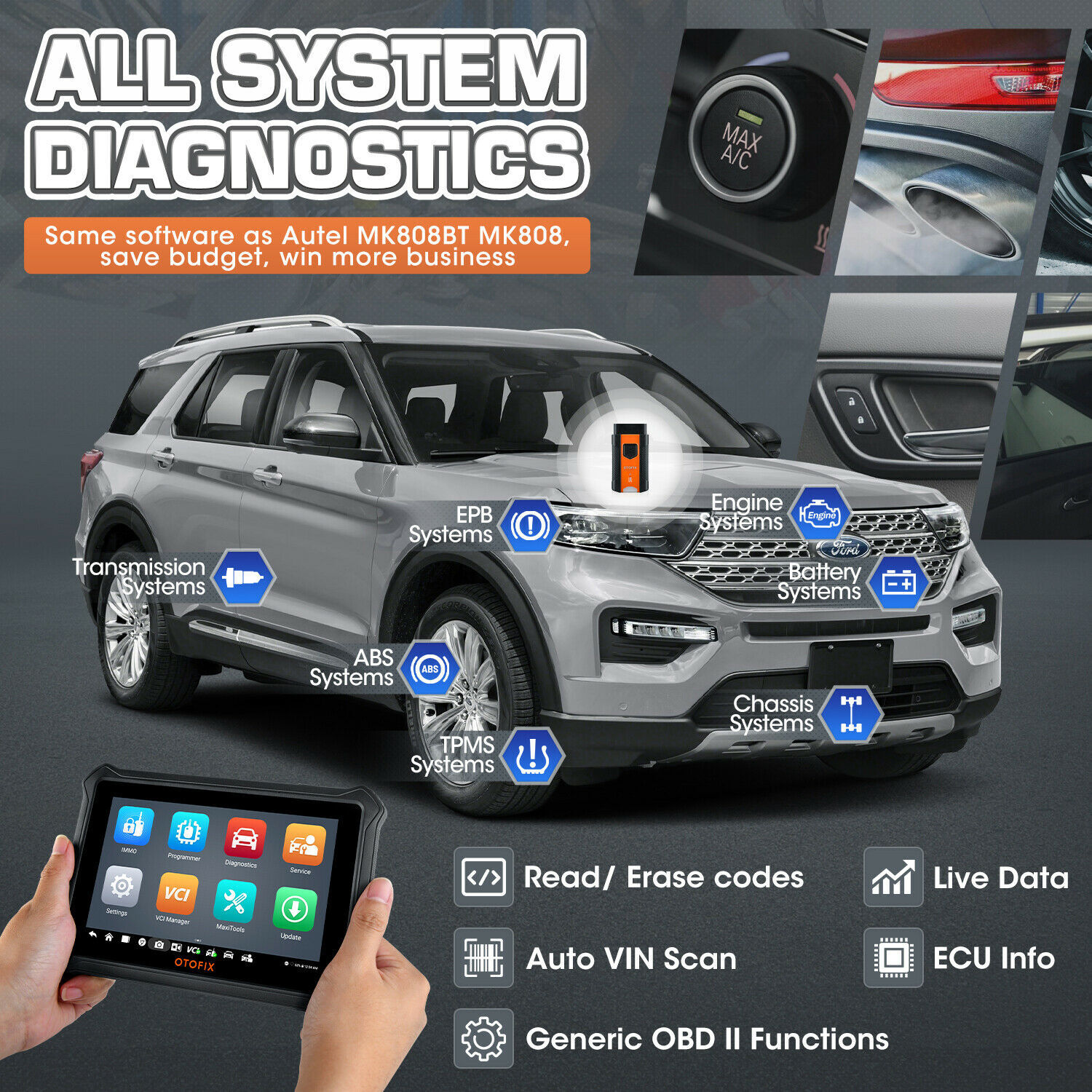 OTOFIX D1 Lite OBD2 Bidirectional Scanner Full System Diagnostic Tool Key Coding