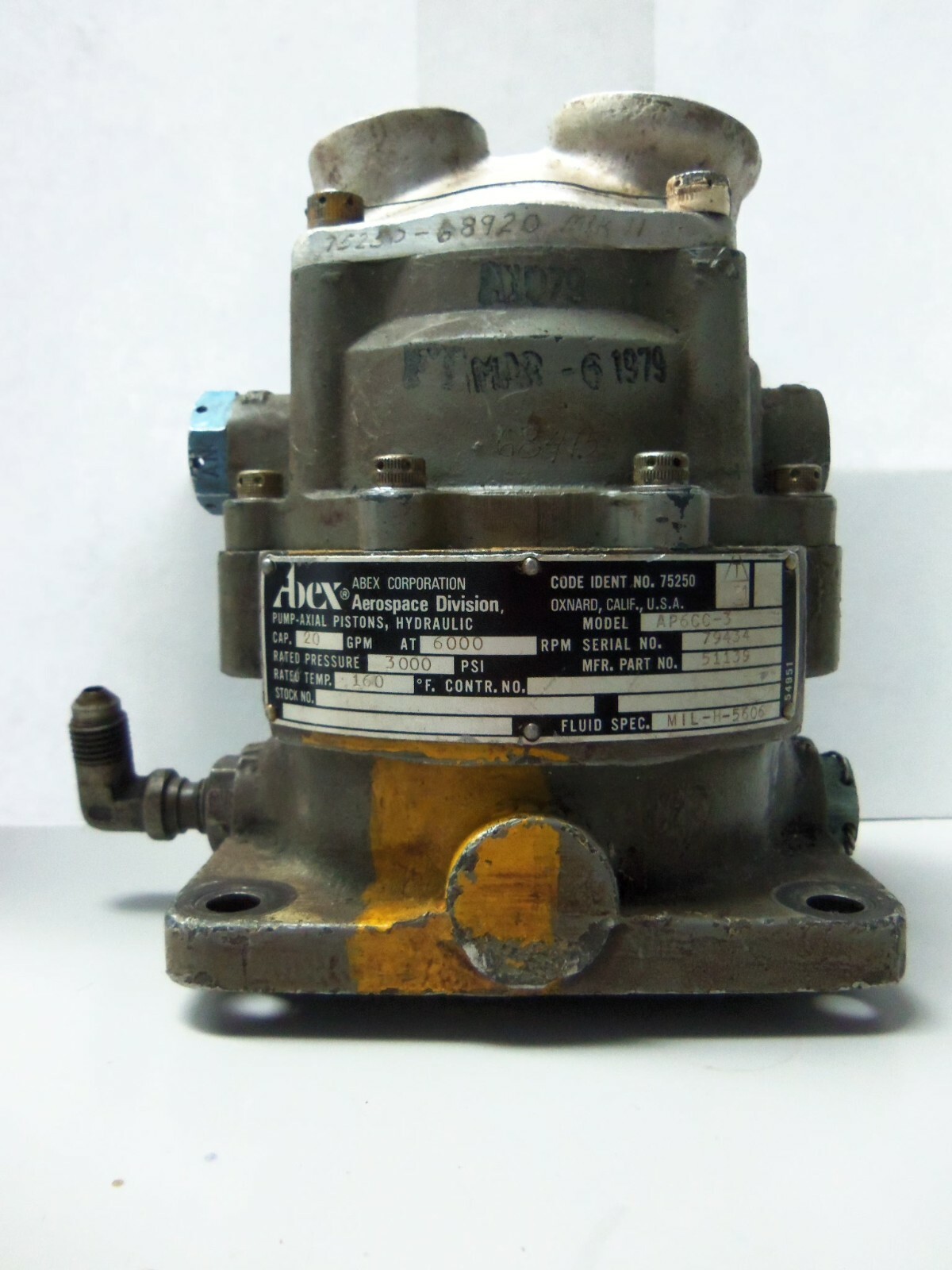 Nice Abex AP6CC-3 Hydraulic Pump Psi 3000 RPM 6000
