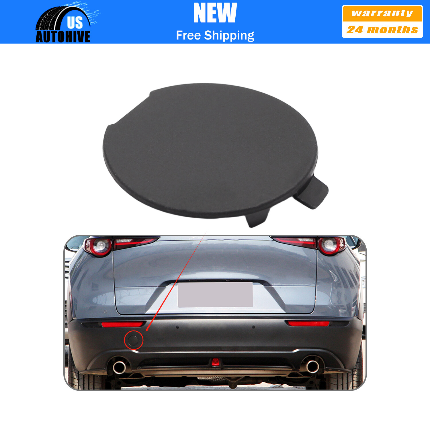 Rear Bumper Tow Hook Eye Cap Cover for Mazda CX30 CX-30 2020-2023 DHB450EK1 US