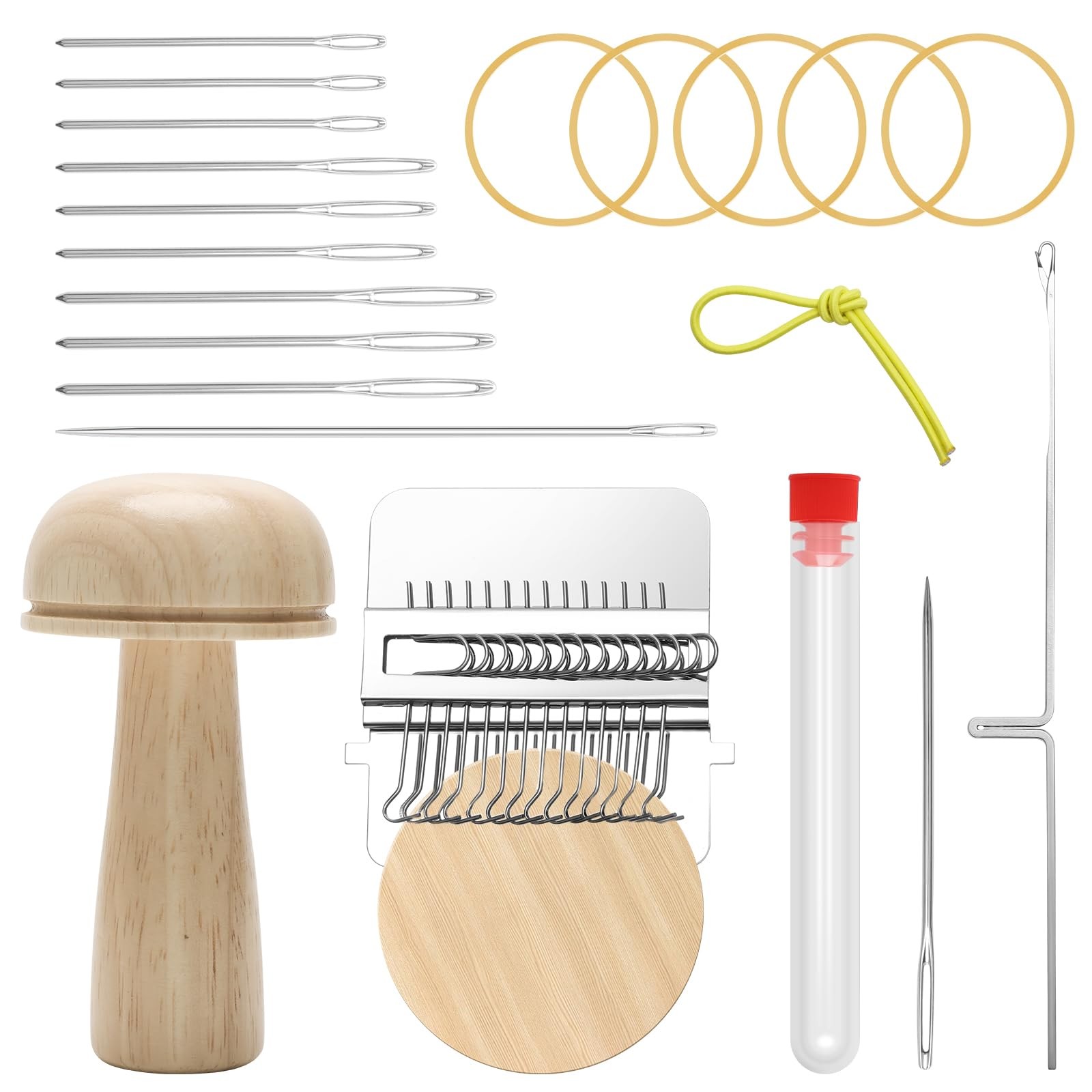 Windspeed Wooden Darning Mushroom for Sock Supplies Include 1 yellow