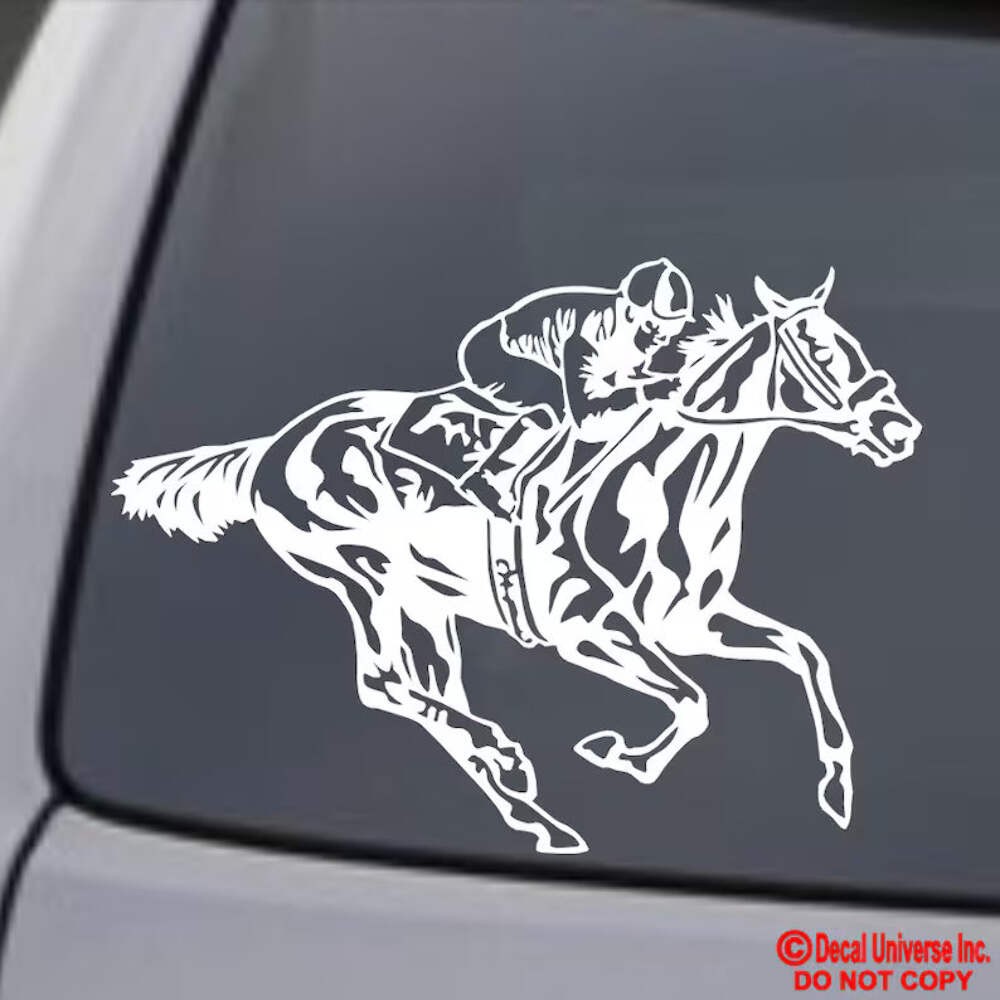 Horse Racing Vinyl Decal | Die Cut Vinyl Decal