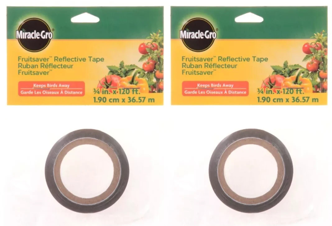 LOT of 2 rolls - MiracleGro reflective BIRD SCARE tape 3/4" x 120 ft