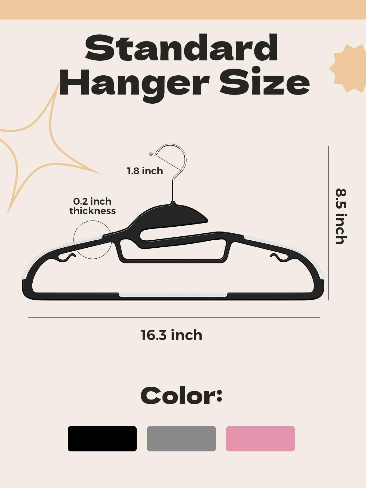 Black Plastic Hangers 30 Pack, Slim Space Saving, Non Slip Clothes Hangers wi...