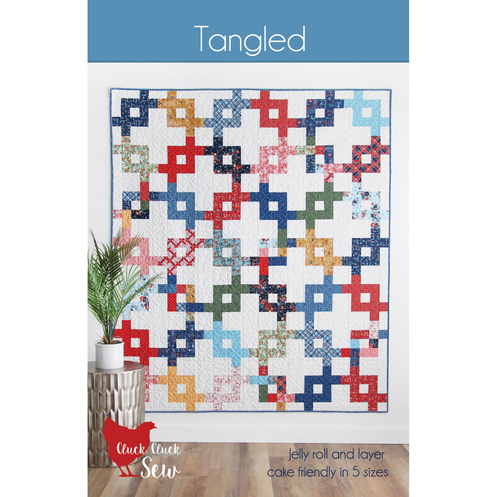 TANGLED QUILT PATTERN ~ by Cluck Cluck Sew ~ 5 Sizes Geometric Square Jelly Roll
