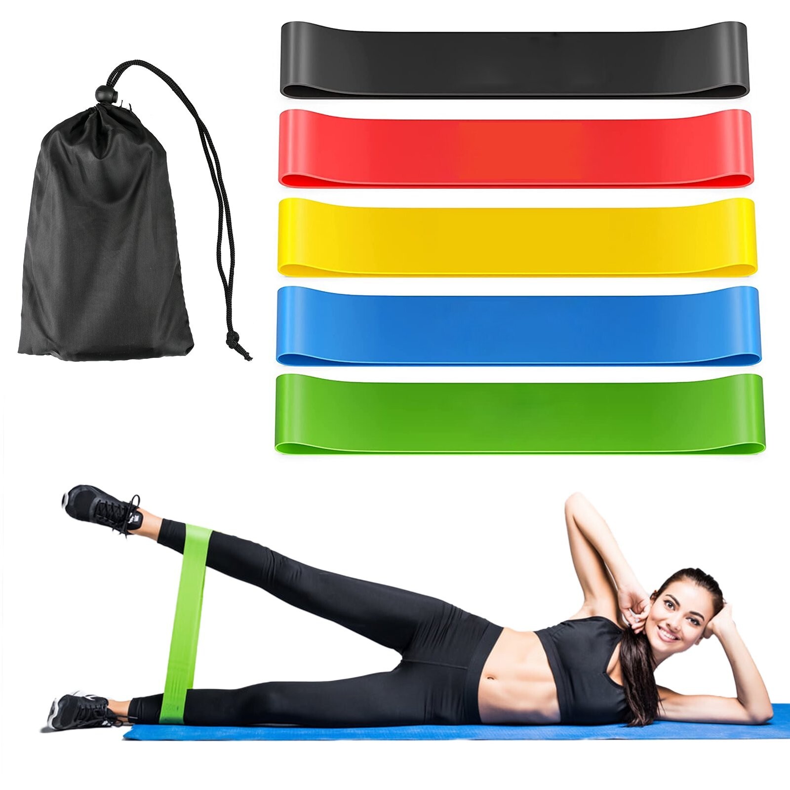 Resistance Bands, 5 Pcs Exercise Bands Elastic Stretch Bands for Fitness Yoga