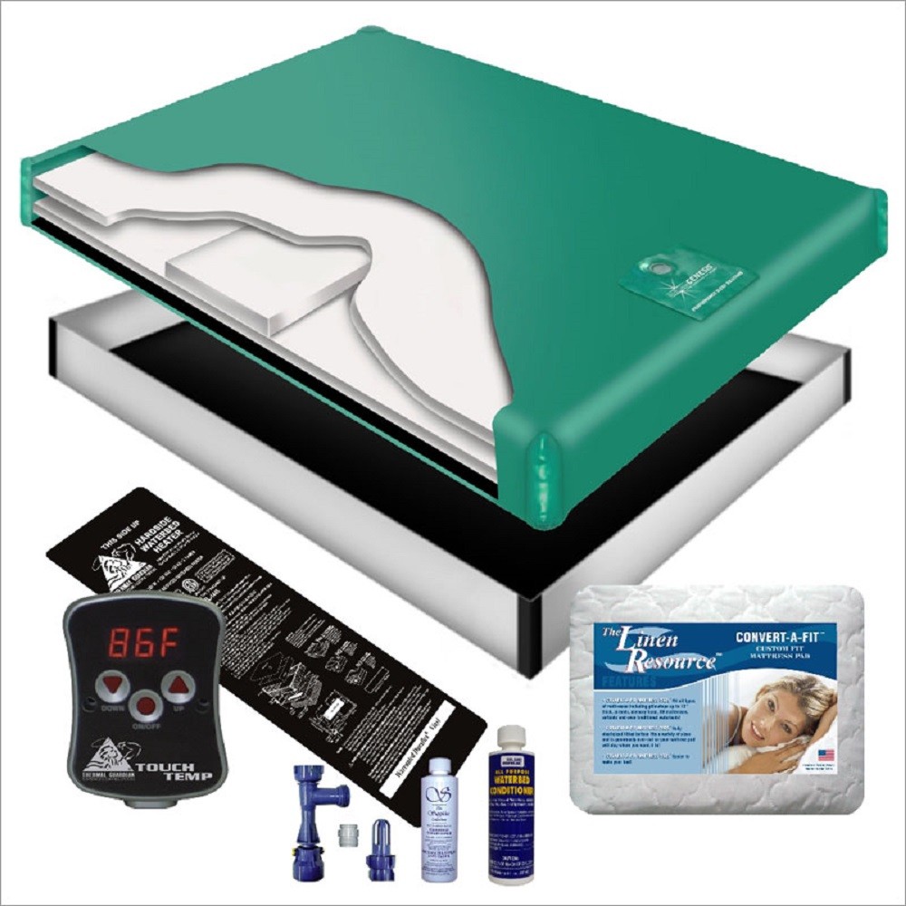 95% WAVELESS WATERBED MATTRESS PAD LINER HEATER FILL DRAIN CONDITIONER KIT