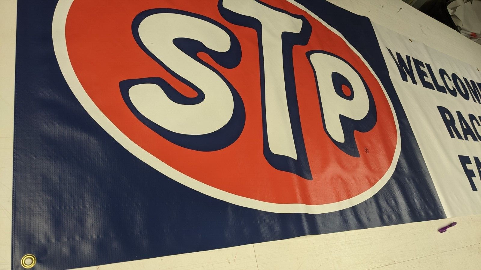 Huge STP OIL Event 70's style Banner WELCOME RACE FANS Smokey Bandit Prop