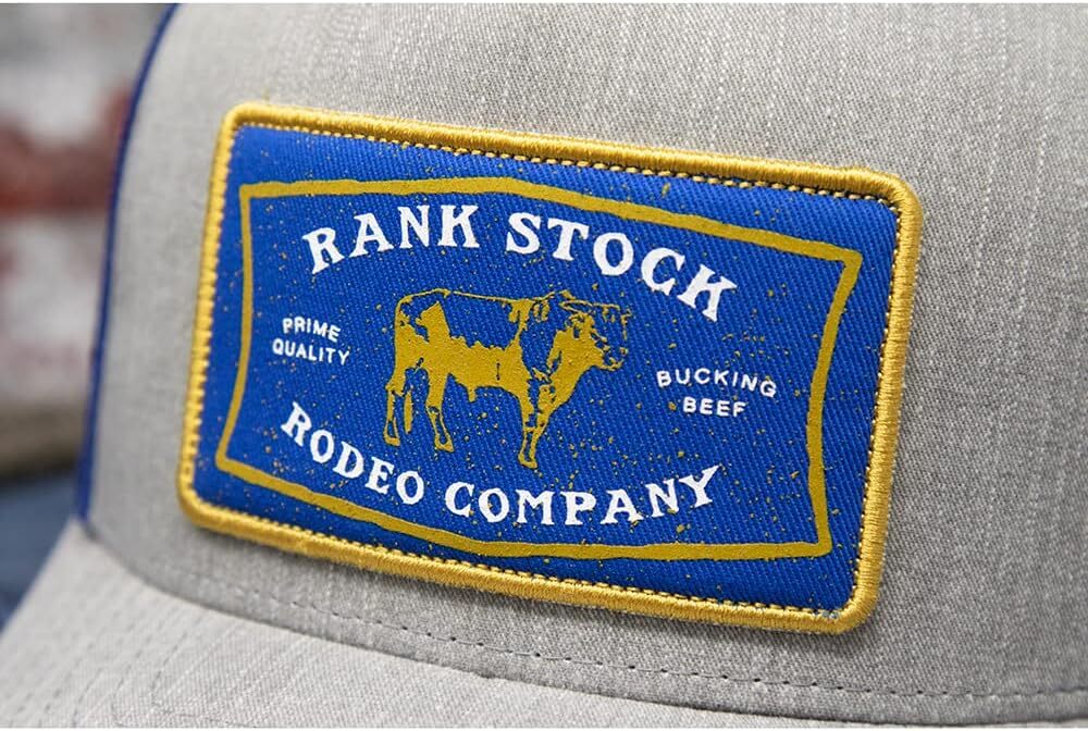 HOOEY Rank Stock Adjustable Snapback Mesh Back Trucker Hat One Size, Grey/Blue